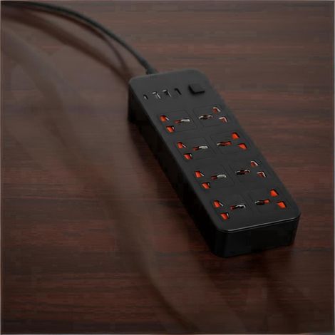 FLITI 8-Outlet Power Strip with 3 USB Ports, 1 Type-C Cable, 2m Cable, White (1/5)
