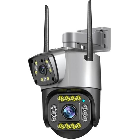Caméra Sécurité Extérieure PTZ WiFi Double Objectif 4MP Suivi Auto Vision Nocturne Audio Bidirectionnel IP66 Etanche (1/5)