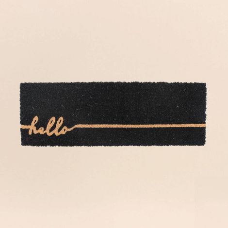 Paillasson de marche imprimé hello en coco 25x75cm