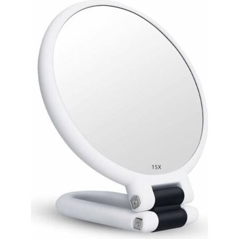 Miroir grossissant x15 miroir pliant double face pour divers détails de maquillage (blanc)