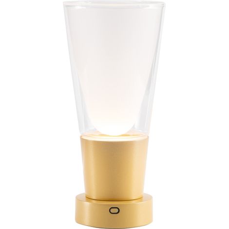 Vase Zafferano Soffio - Lampe De Table Led Rechargeable Avec Fonction Vase, Variateur, Transparent Et Base Dorée - Autonomie 10H (1/2)