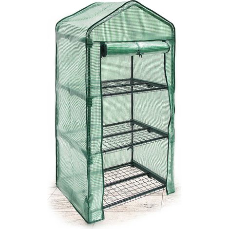 Relaxdays Serra Vivaio per Giardinaggio, 3 Ripiani, HLP 125x70x50 cm, Accessorio Giardinaggio sul Balcone, Verde (1/5)