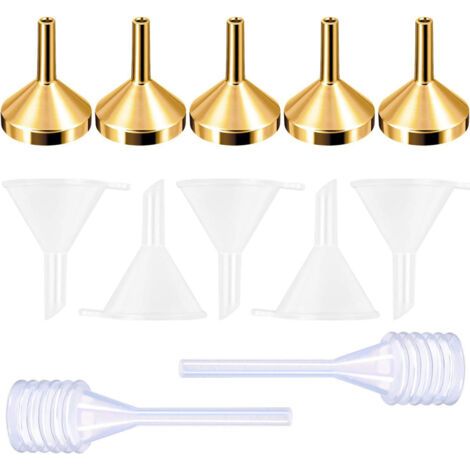 Set mit 4 kleinen Parfümtrichtern aus Edelstahl mit Pipette, Mini-Metalltrichter, Parfümtrichter zum Befüllen von Zerstäubern und Flüssigkeiten (silber, 18 mm Durchmesser)