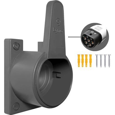 Support Mural de Chargeur Véhicule Électrique avec Prises IEC 51296-2, Support Résistant Aux Intempéries pour La Plupart des Câbles De Charge UE EV, Kit De Montage Inclus Gris (1/5)