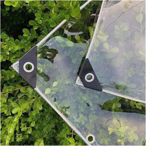 Bâche transparente avec œillets - 2 x 3 m - En PVC - Protection contre la pluie - Imperméable - Résistant aux intempéries - Pour extérieur, tonnelle, mur latéral, extérieur, terrasse, jardin (1/5)