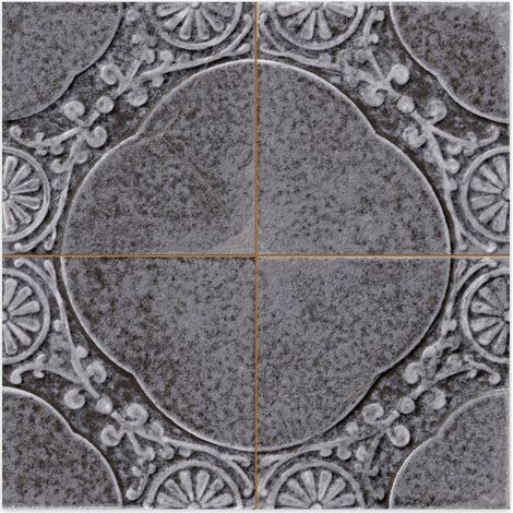 Carrelage Vintage Noir Uruk 45x45x0,95 cm Carvella - Sol et mur intérieur (vendu par carton de 1 m²) - RO'MA CARRELAGE