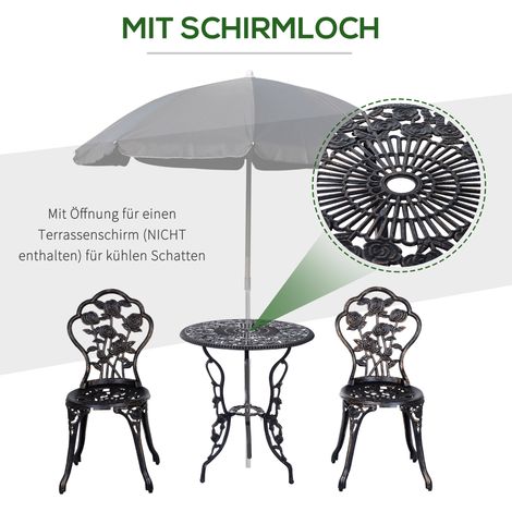 Ensemble de balcon 2 personnes, salon extérieur, coin détente, mobilier de terrasse, table ronde et 2 fauteuils, teinte bronze (1/4)