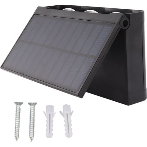 Applique murale solaire LED Toivize double éclairage IP65 6 LED blanc froid pour jardin villa cour extérieur autonome (1/5)