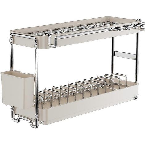Égouttoir à vaisselle en acier inoxydable, organisateur de rangement de cuisine pour la vaisselle, panier d'égouttage - accessoire d'évier gain de place (1/5)