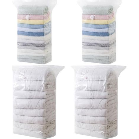 Sacs sous vide extra larges, paquet de 2 (vêtements) et paquet de 2 (couette en duvet), sacs de compression étanches et hermétiques, gain de place.-AquaForge