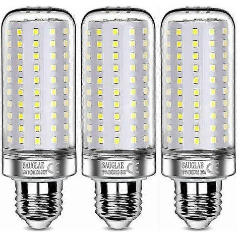 Ampoules LED 26 W, équivalent 200 W incandescent, 3 000 lm, blanc froid 6 000 K, culot à vis Edison E27, lot de 3, classe énergétique E (1/5)