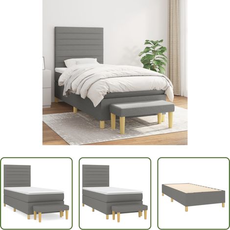 vidaXL Kopfteil - Boxspringbett mit Matratze Dunkelgrau 100x200 cm Stoff (1/5)