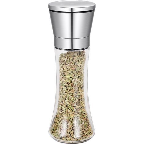 BRAVIX 2 Pièces Ensemble de Moulins à Sel et Poivre en Acier Inoxydable, Poivre en Céramique de Qualité Supérieure avec Grosseur Réglable Moulin a Sel Poivrier Manuel pour la maison ou la cuisine, 200 (1/5)