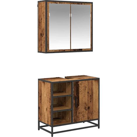 Maison Exclusive - Juego de muebles de baño con estante 2 pcs Mad (1/5)