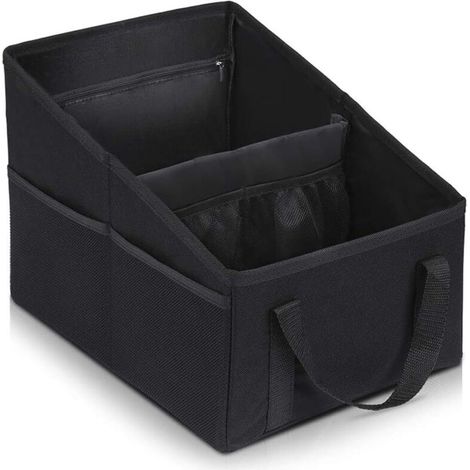 Organizer per auto, 31 x 25 x 25 cm, pieghevole, con maniglie divisorie e tasche multiple, per sedile posteriore o bagagliaio. (1/4)