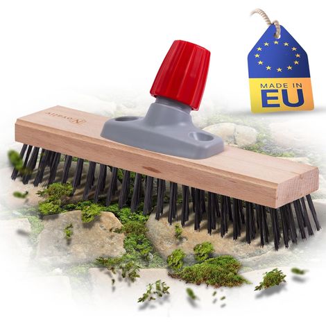 Balai métallique robuste Novaliv pour enlever efficacement la mousse, brosse métallique à poils métalliques pour pavés et jardin, balai en acier,