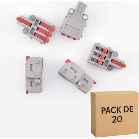 20 Bornes de Raccordement à Leviers rouges (1 entrée / 3 sorties), 32A - LT-13-Rouge (1/5)