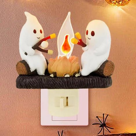 Veilleuse fantôme feu de camp, veilleuse fantôme LED Halloween, veilleuse fantôme feu de camp scintillante, petite veilleuse (1/4)