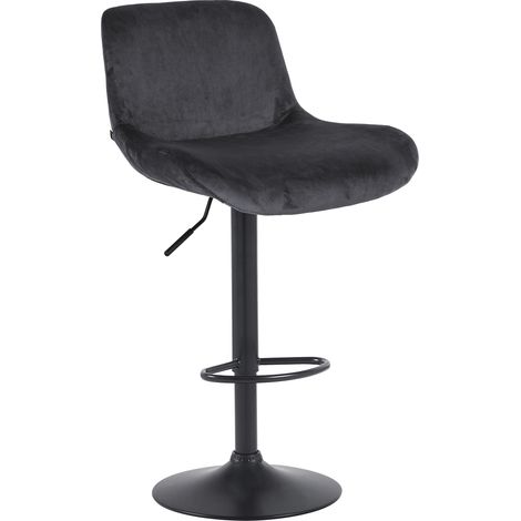 Sgabello da bar regolabile in altezza e girevole x1 con poggiapiedi in velluto nero e struttura in metallo nero 100005753