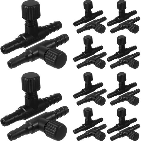 20 Pcs Aquarium Air Control Valves for 3/16" ID Airline Tubing Single Way Single Way Plastic Air Flow Control Regulator Aquarium Regulators Black Hose Connectors Airs Pump Accessories for Fish Tanks