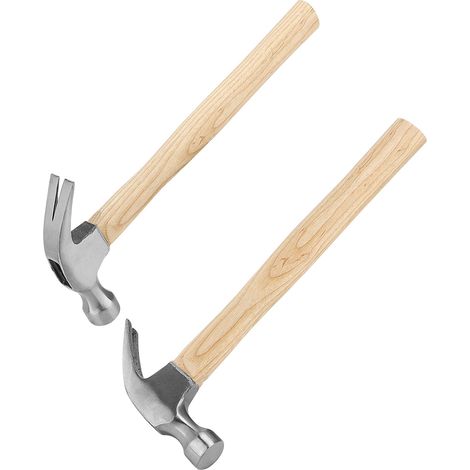 Lot de 2 marteaux à panne fendue de 453,6 g avec manche en bois, marteau à clou en acier de 0,5 kg, marteau à manche en bois pour réparation à la maison, bricolage (1/5)