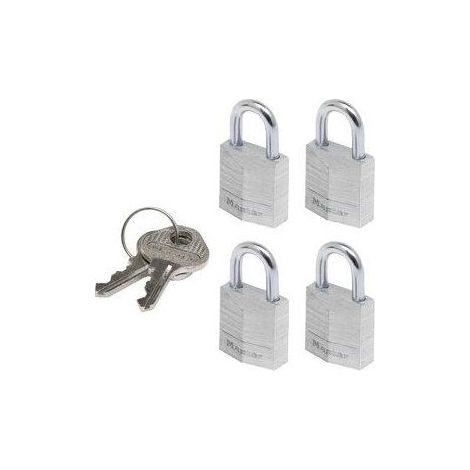 Set di 4 lucchetti a chiave MASTER LOCK in alluminio, l.20 mm MASTER LOCK