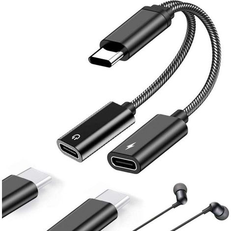Adaptateur Double USB C Jack Casque et Chargeur, 2 en 1 Type C Audio Charge, Double Prise Jack de Type C Compatible avec Samsung Galaxy S23/S22/S21/Ultra Note20/Pixel/Huawei (1/4)