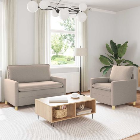 vidaXL Ensemble de Canapés 2 pc Gris clair Tissu (1/5)