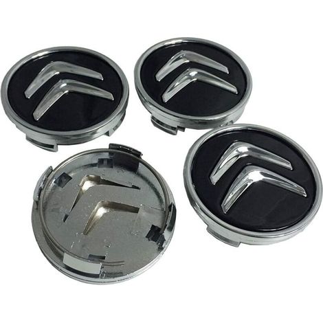 4 pièces Cache Moyeux pour Citroën 60mm C1 C2 C3 C4 C5 Cache Moyeu ABS Cache de Roue Centrale ABS Accessoires de Voiture, Noir