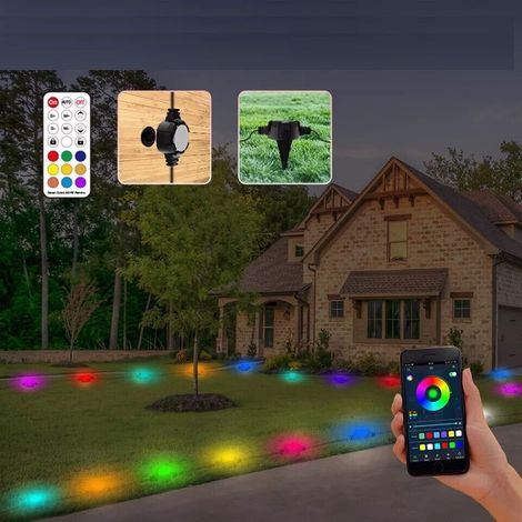 Catena di 16 Luci Led RGB Luce Bianca da 12.8 Mt Su picchetti da Giardino (1/5)
