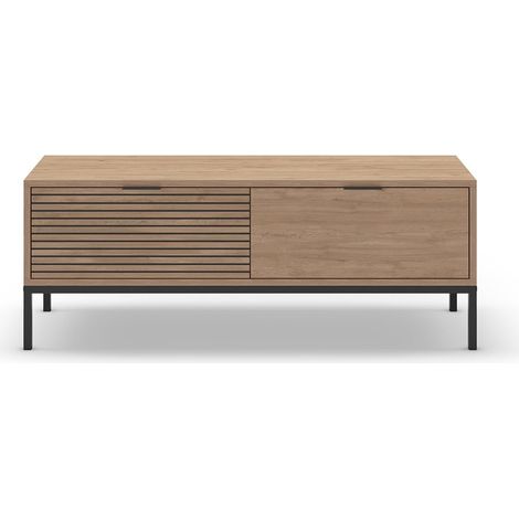 CALICOSY - Meuble TV 2 tiroirs et pieds en métal Ariel - L120 cm