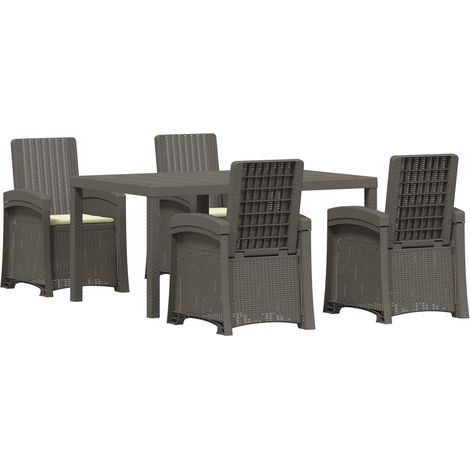 Set da Pranzo per Giardino 5 pz Grigio chiaro e panna PP vidaXL (1/5)