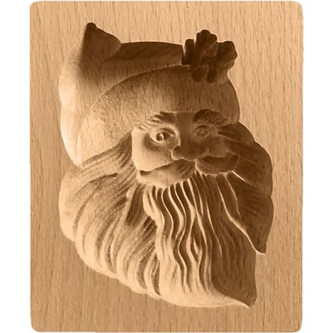 Moule de cuisson en bois 3D, emporte-pièces pour biscuits et cookies, tampons de presse à pâtisserie DIY, outil de décoration pour embossage de biscuits, pour fête, mariage, Noël (Père Noël) (1/4)