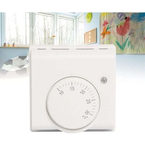 Thermostat d'ambiance, thermostat mécanique 220V, régulateur de température, climatisation et chauffage au sol, chauffage au sol, montage en saillie avec interrupteur marche/arrêt. (1/5)