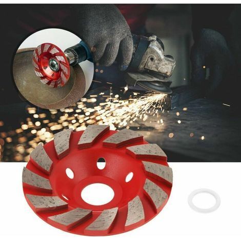 1pcs Disque de Meule Diamantée Segment Disque de Ponçage pour Granit Maçonnerie Pierre Béton Céramique Polissage, Diamètre Extérieur 100mm (Rouge) (1/4)