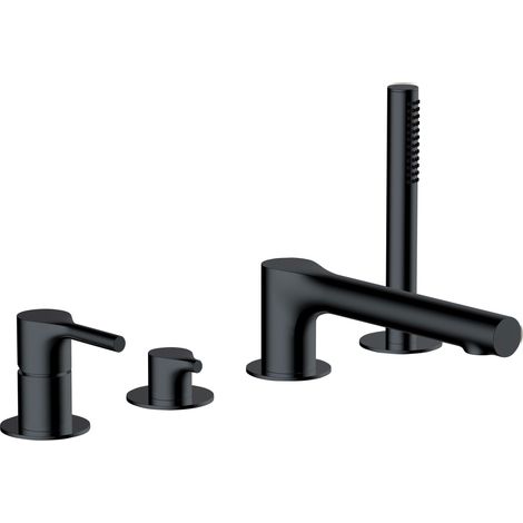 RAK Sorrento Matt Black Deck Mounted 4 Tap Hole Bath Shower Mixer Tap - RAKSOR3013B (1/2)