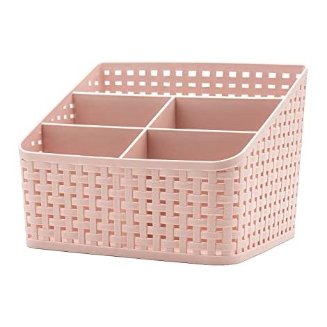 Panier de Rangement, Boîte de Rangement en Plastique, Boîte de Rangement pour Bureau, Chambre à Coucher, Comptoir, Cuisine-Rose