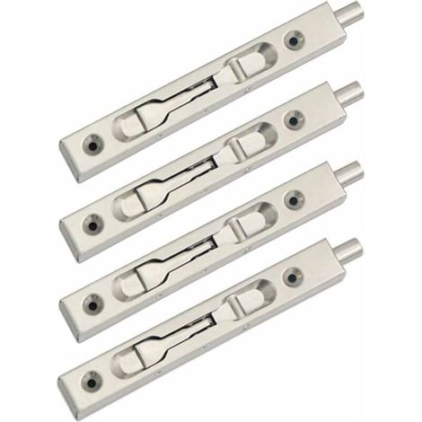 Lot de 2 paires de verrous encastrés pour porte, levier de sécurité encastré, verrou encastré en acier inoxydable - (longueur 15 cm)