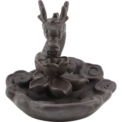 Brûleur d'encens à reflux en céramique pour la cérémonie du thé, grand brûleur d'encens décoratif en forme de dragon. (1/4)