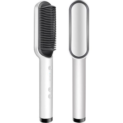 Lisseur à cheveux moderne MDUG avec contrôle de température et brosse électrique (blanc) (1/5)