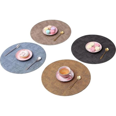Sets de table, lot de 4 sets de table antidérapants en 4 couleurs différentes sur les deux faces, aspect cuir PU lavable, sets de table, décoration de table pour enfants, lavables, sets de table (1/4)