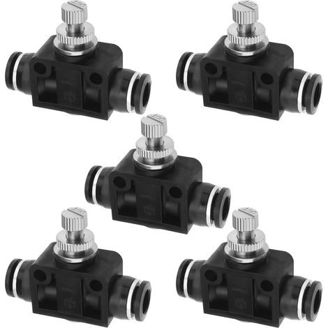 5pcs Raccord, Tube 8mm, Plastique, Cuivre, Pneumatique, Contrôle Débit, Vitesse, Cylindre