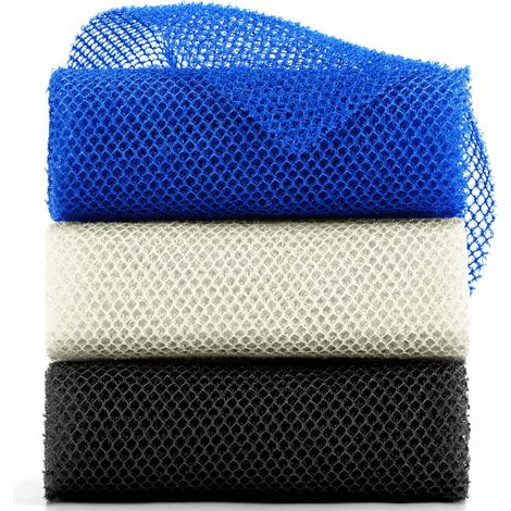 Lot de 3 éponges de bain longues en filet, exfoliantes, pour le corps et le dos, pour une peau douce et lisse, idéales pour un usage quotidien. (1/5)