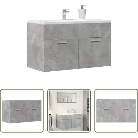 vidaXL Rangement salle de bain -  Armoire de lavabo de salle de bain gris béton bois d'ingénierie (1/5)