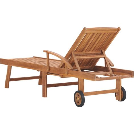 Lettino prendisole sedia a sdraio lettino prendisole letto da giardino mobili da esterno per patio con cuscino color crema legno massello di teak 020012439