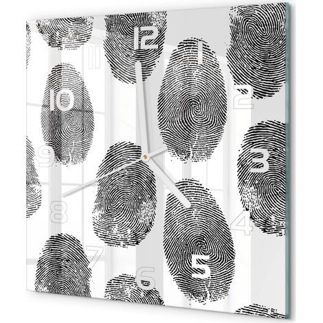 Horloge Murale Carrée Design en Verre Trempé Silencieuse Décoration Intérieure Empreintes digitales 30x30 cm (1/5)