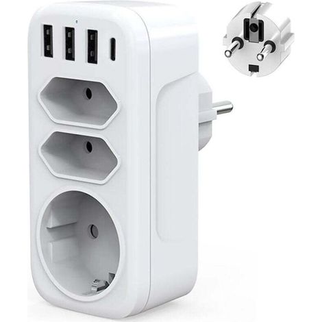 Multiprise Murale avec Ports USB C et Prise Schuko 4000W Adaptateur Electrique pour Cuisine Bureau (1/4)