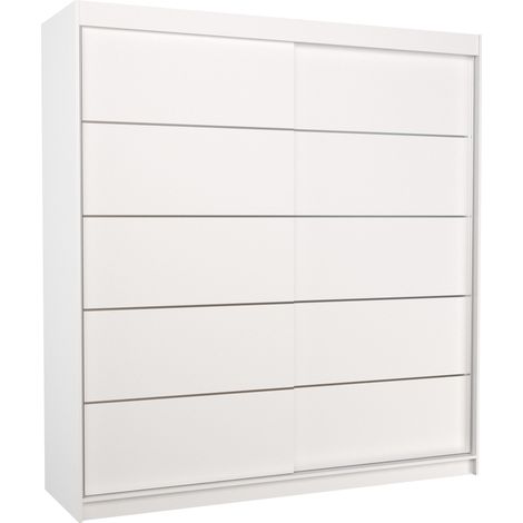Les Tendances – Armoire adulte VONA 200 cm – 2 portes coulissantes – Largeur 200 cm – Hauteur 215 cm – Design contemporain blanc