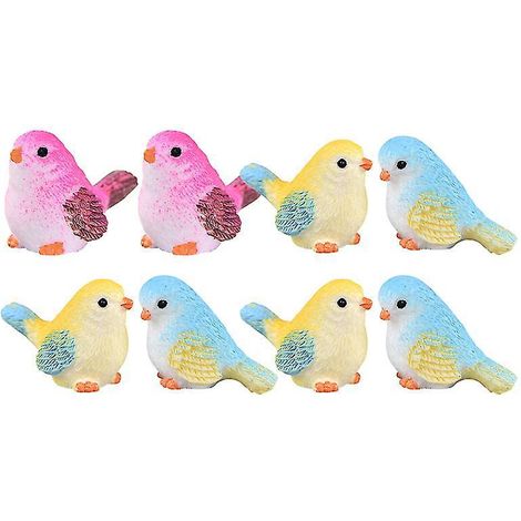 8 statuettes d'oiseaux en résine (1/3)