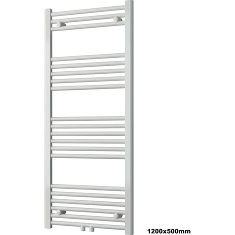 BERNSTEIN - Scaldasalviette da bagno di design in ottone - Bianco - R18W - Mit Handtuchhalter gerade, 1200x500mm, Senza kit di collegamento	Con portasciugamani dritto, 1200x500mm, Senza set di collega